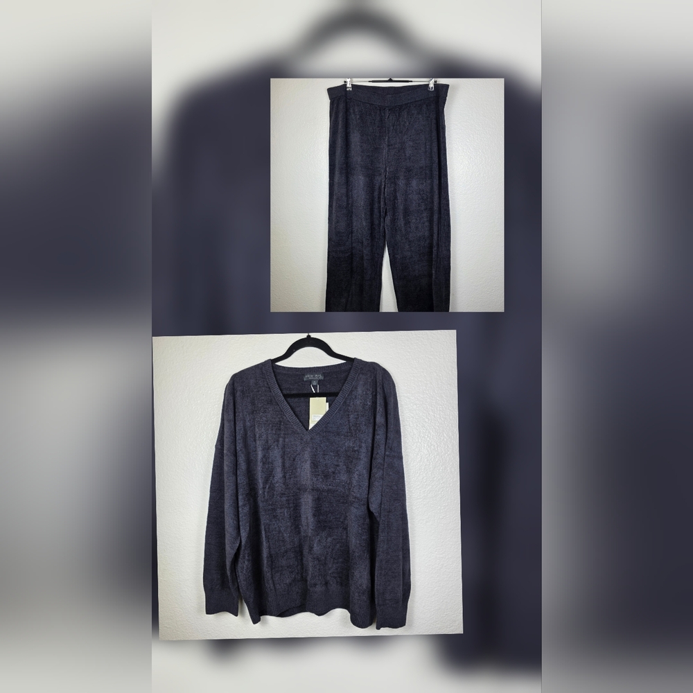 Barefoot dreams Cozy Chic Ultra Lite V-Neck Pullover And Wide Leg Pant Set Sz 1X